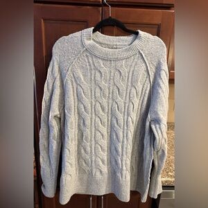 Aerie oversized Gray Cable Knit Sweater size XS